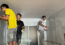 Ốp tấm tre cầu thang Gò Vấp