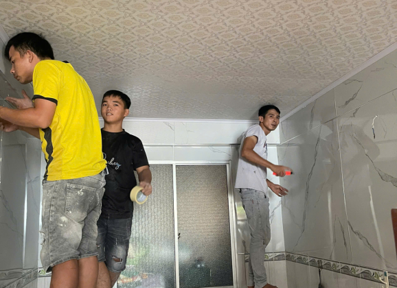 Ốp tấm tre cầu thang Gò Vấp